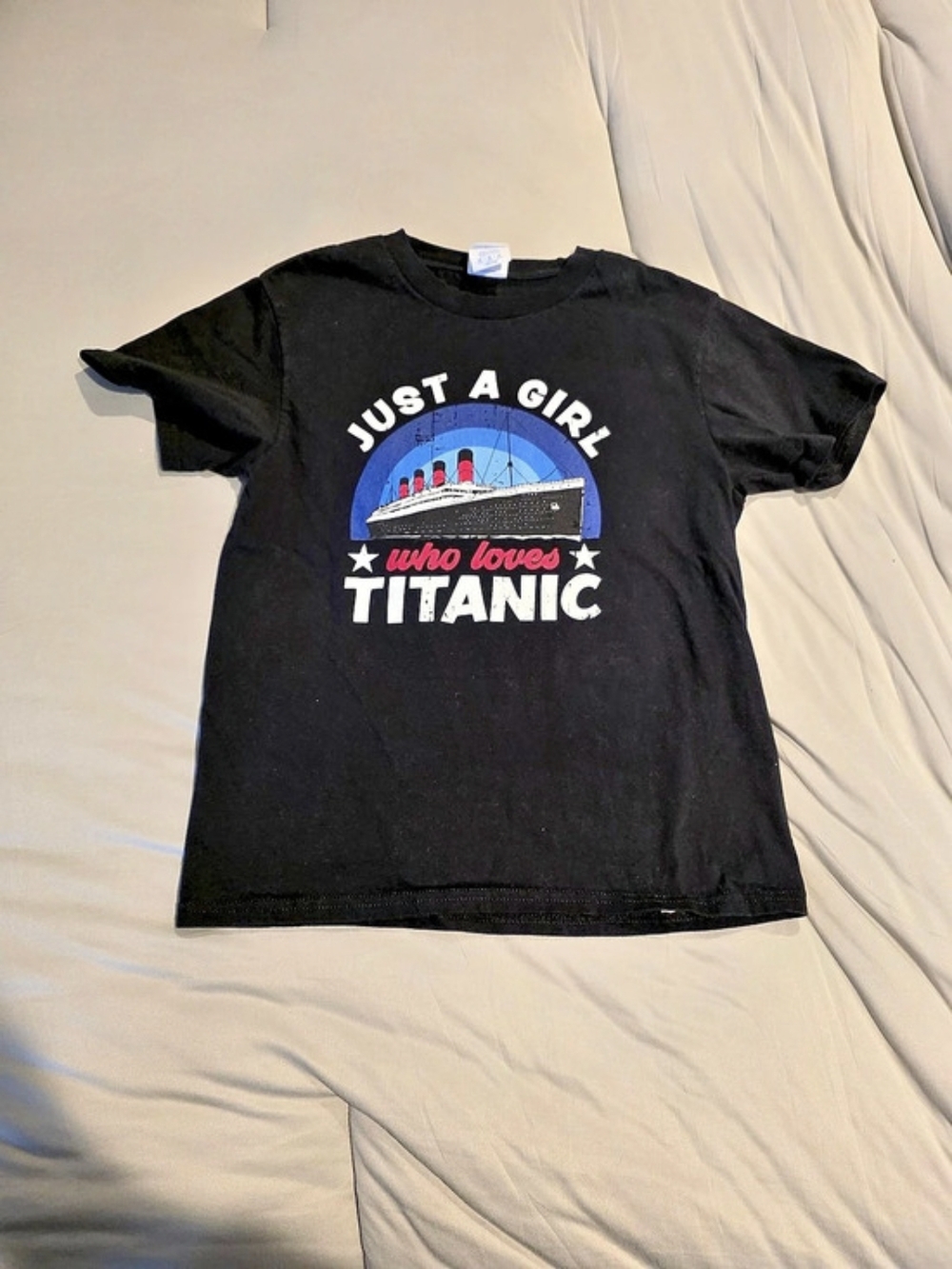 Just a Girl Titanic Graphic Tee in Black